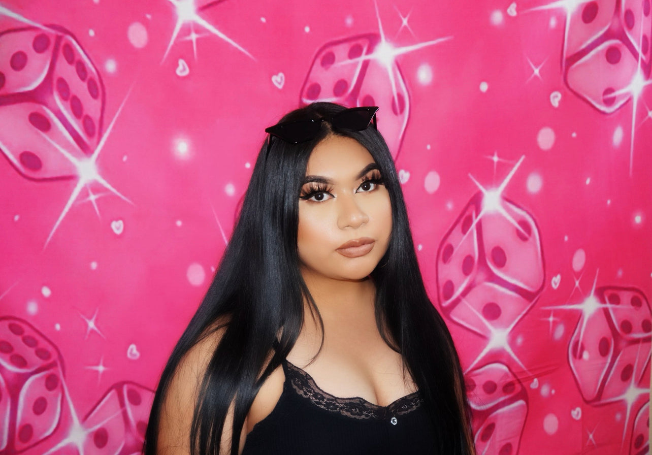 Pink dice backdrop